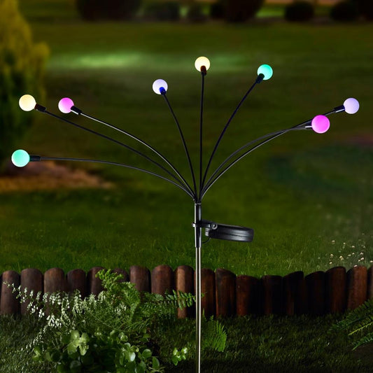 8-Stem GloGlobes Multi Coloured Solar Stake Light