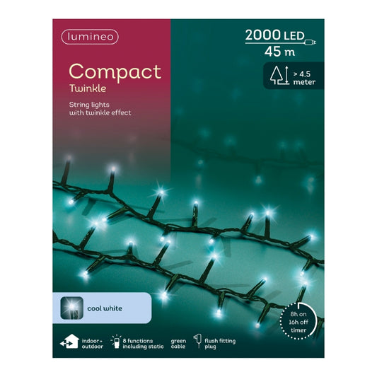 Christmas Compact Lights 2000 LEDs Cool White
