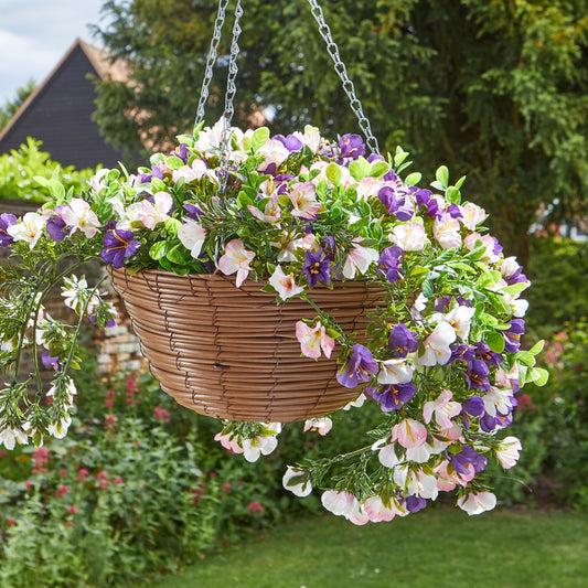 Faux Décor Petunias Hanging Basket 30cm
