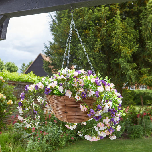 Faux Décor Petunias Hanging Basket 30cm