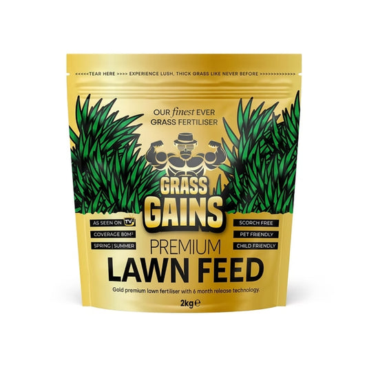 Grass Gains Premium Lawn Feed Spring & Summer 80m2 2kg