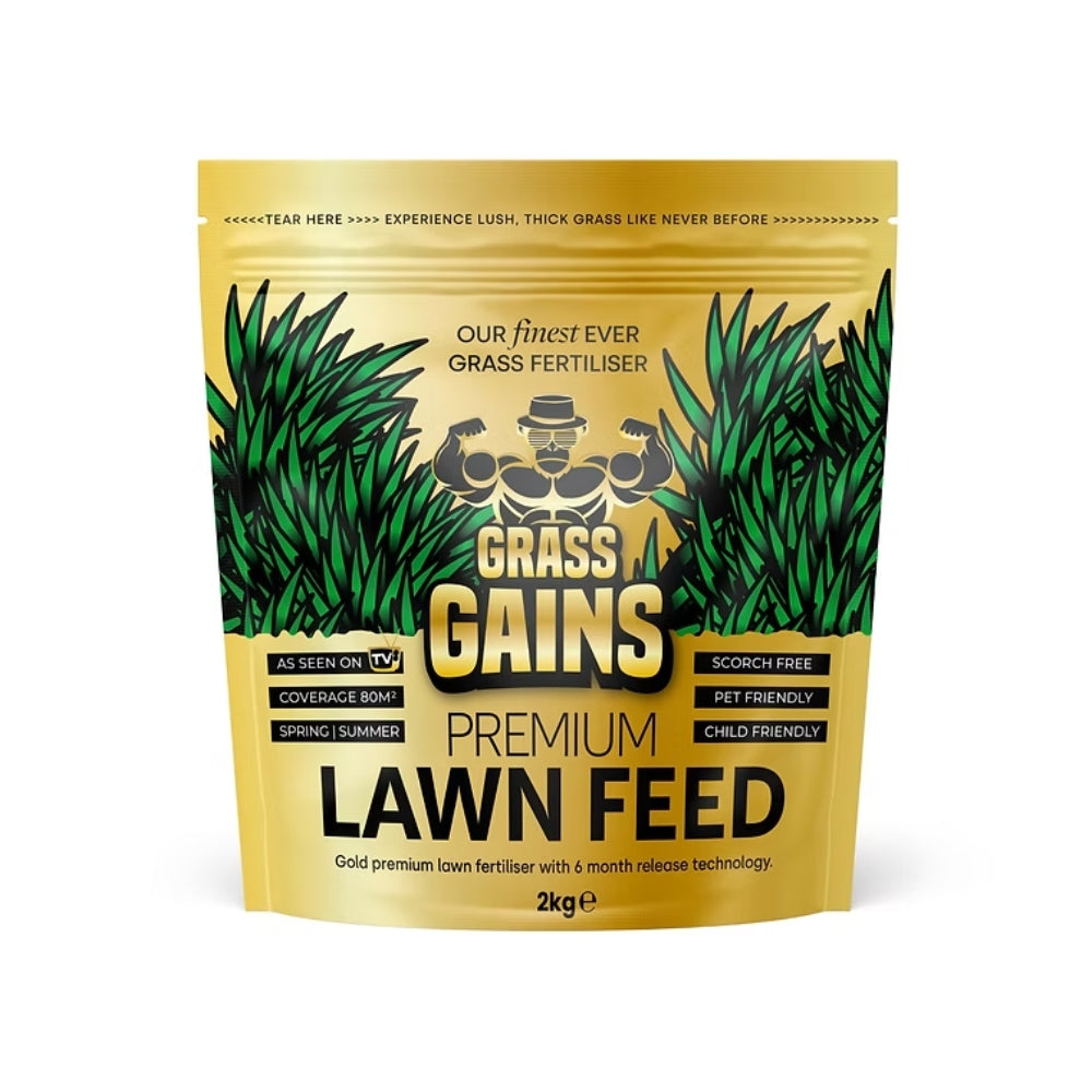 Grass Gains Premium Lawn Feed Spring & Summer 80m2 2kg