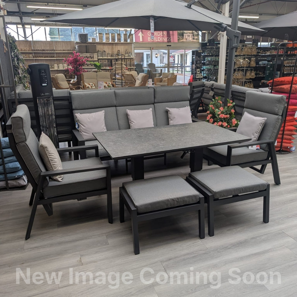 Hollingbourne 3 Seat Reclining Sofa Lounge Set with Pump Action Adjustable Table