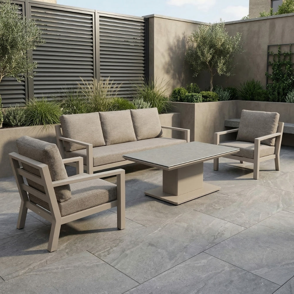 LIFE Timber Premium 3 Seat Lounge Sofa Set Beige