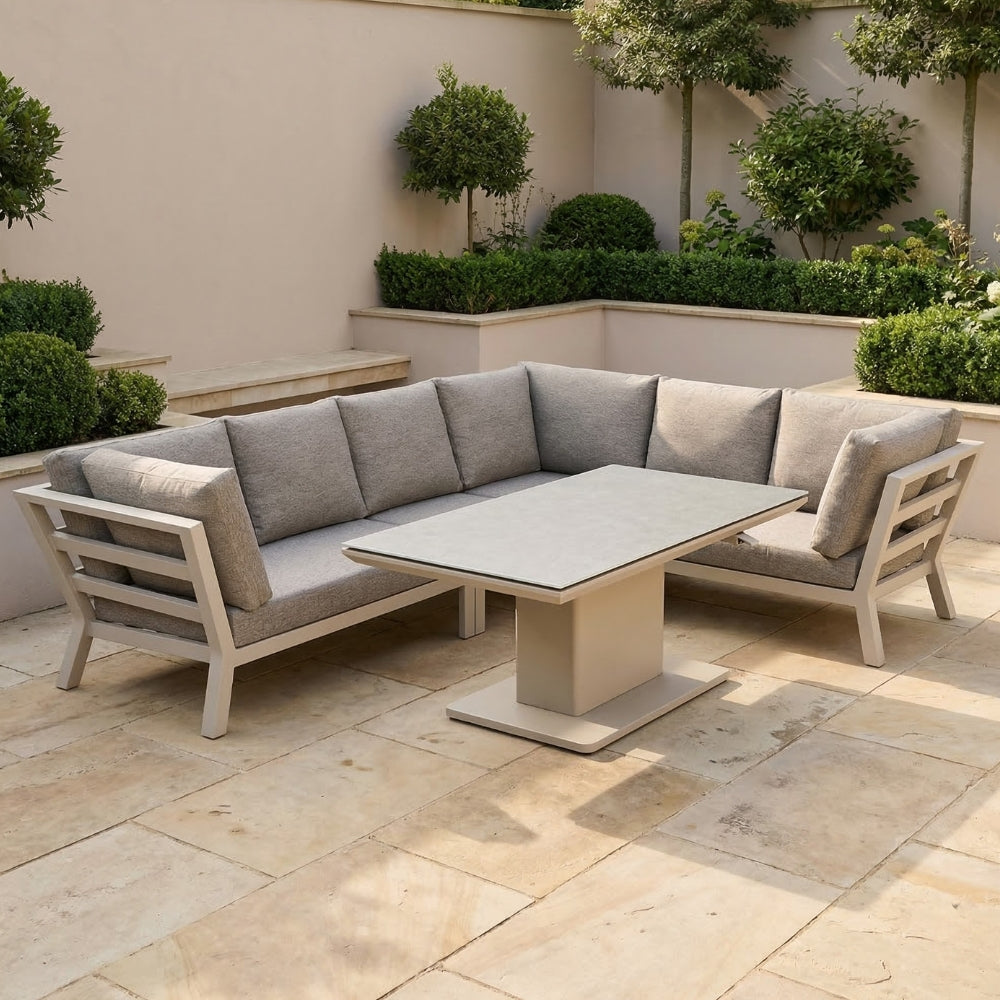 LIFE Timber Premium Modular Corner Sofa Set Beige with Extension