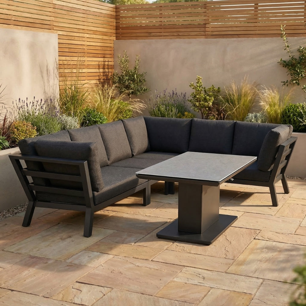 LIFE Timber Premium Modular Corner Sofa Set Lava Graphite with Extension