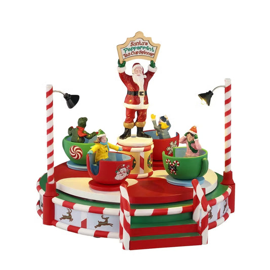 Lemax Santa’s Peppermint Teacup Spinner Table Accent