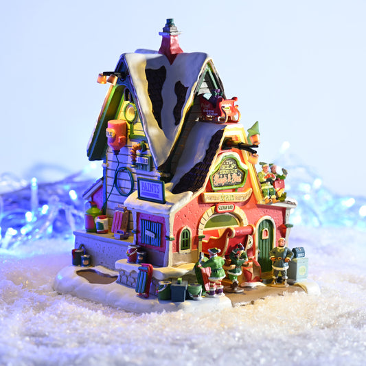 Lemax The Elf Service Sleigh & Sled Repair Lighted Building