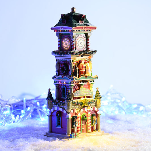 Lemax The Village Square Clock Tower Lighted Building