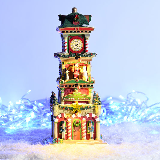 Lemax The Village Square Clock Tower Lighted Building