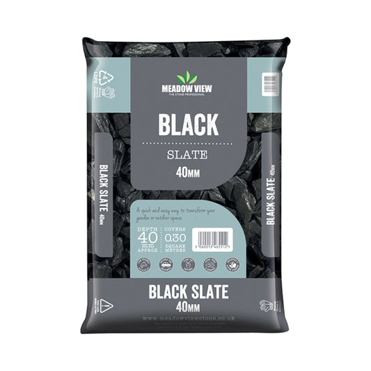Meadow View Black Slate 40mm Decorative Garden Chippings