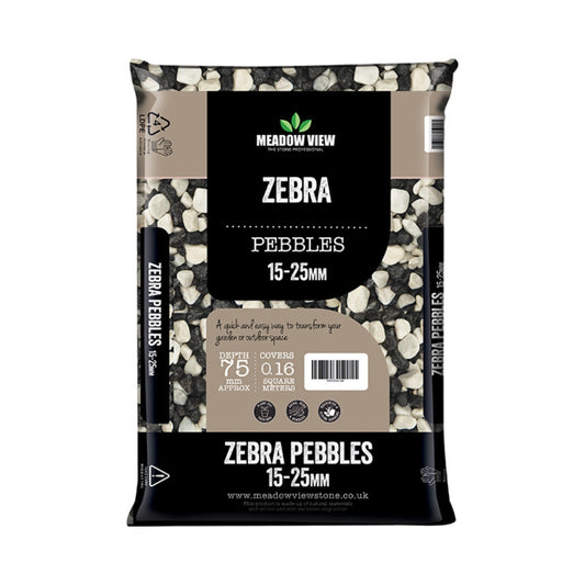 Meadow View Zebra Pebbles 15-25mm Decorative Garden Pebbles