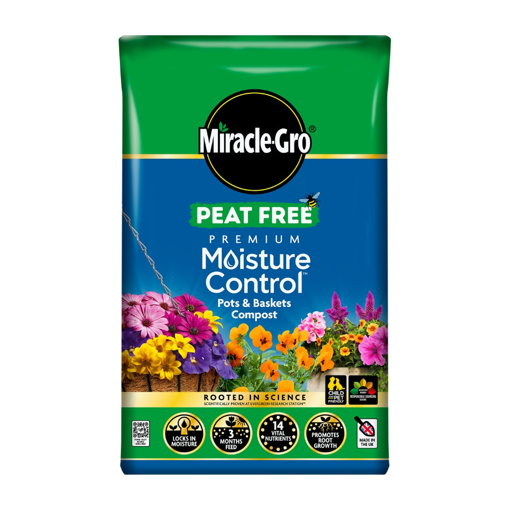 Miracle-Gro Peat Free Premium Moisture Control Compost for Pots & Baskets 40L