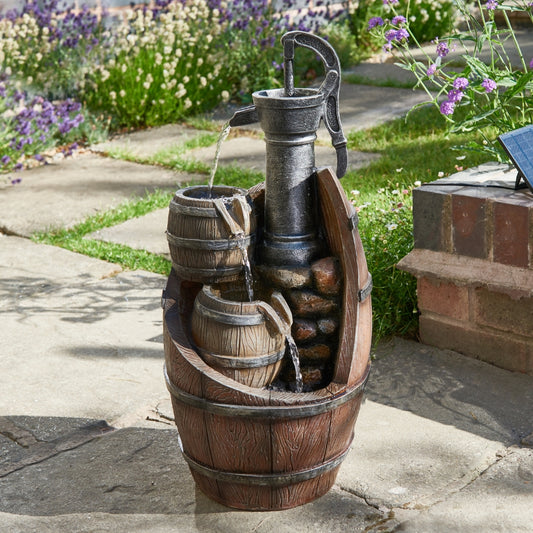 Smart Solar Whisky Barrels Cascade Water Feature