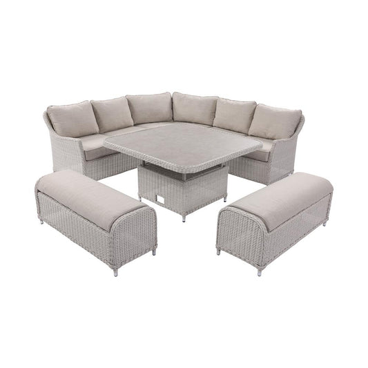 Antigua L-Shaped Corner Sofa Set Pearl Oatmeal