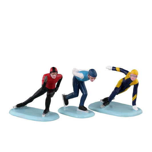 Christmas Village People: Speed Skaters, Set Of 3