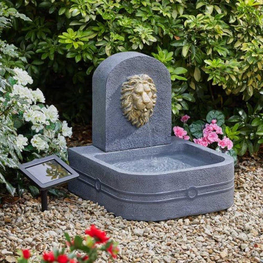 Lions Head Solar Powered Water Feature