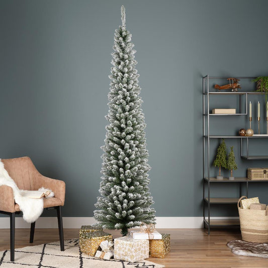 Pencil Pine Snowy 7ft Artificial Christmas Tree