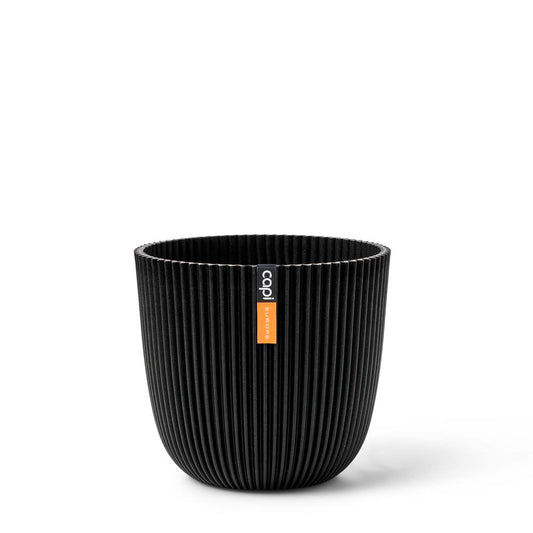Planter Ball Groove textile black 16,5x15 cm